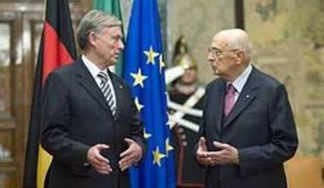 Bundespräsident Horst Köhler und der italienische Staatspräsident Giorgio Napolitano im Gespräch