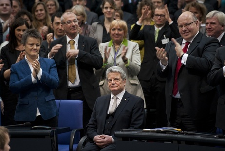 Bundesversammlung im Plenarsaal des Deutschen Bundestages - Bundespräsident Joachim Gauck nach seiner Wahl