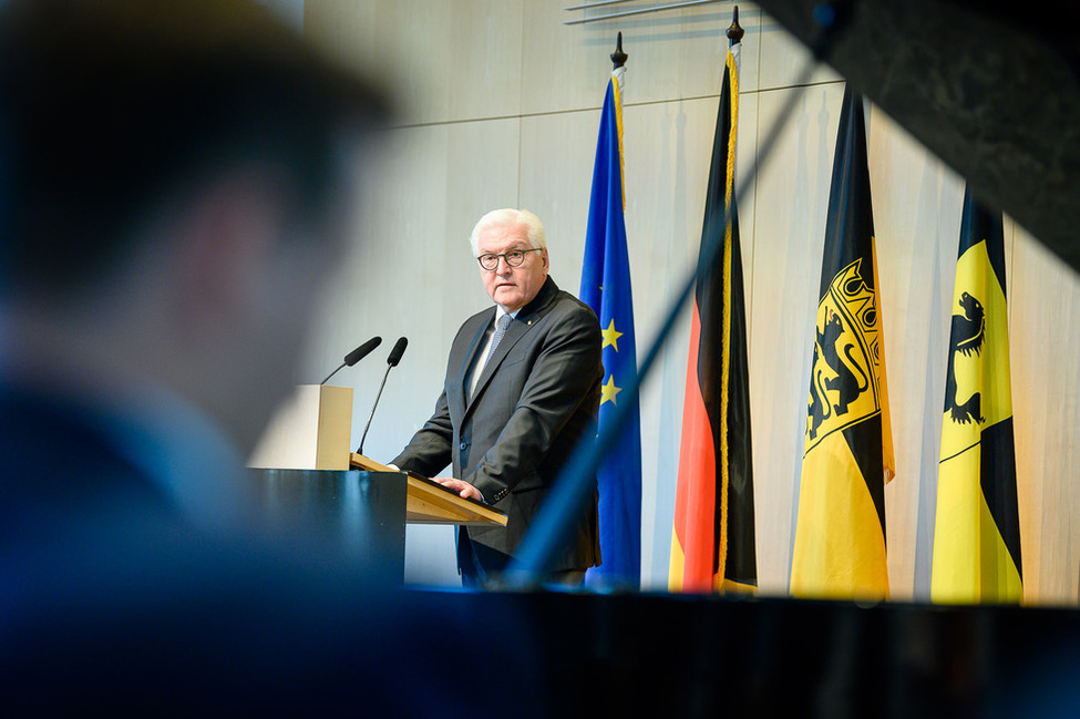 Bundespräsident Frank-Walter Steinmeier hält eine Rede beim Festakt "70 Jahre Bundespräsident" am 70. Jahrestag der Wahl von Theodor Heuss zum Bundespräsidenten in Stuttgart
