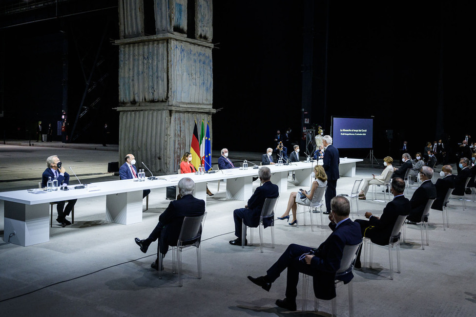 Bundespräsident Frank-Walter Steinmeier bei der Teilnahme an einer Diskussionsveranstaltung zu Zukunftsthemen im Pirelli HangarBicocca während des offiziellen Besuch in der Italienischen Republik