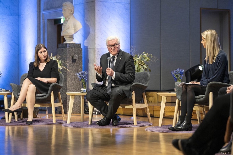 Bundespräsident Steinmeier nimmt an einer Podiumsdiskussion mit Studierenden in der Universität Oslo zum Thema "Wehrhafte Demokratie - Perspektiven aus Norwegen und Deutschland" teil