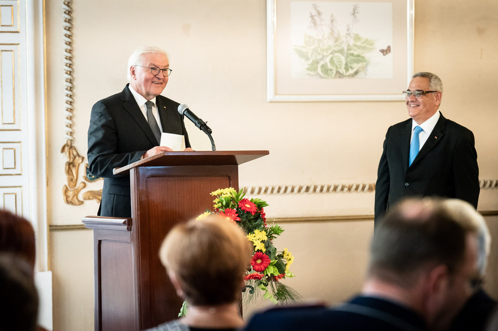 Bundespräsident Frank-Walter Steinmeier hält Grußworte beim Besuch des Deutsch-Maltesischen Zirkels in Valletta/Malta