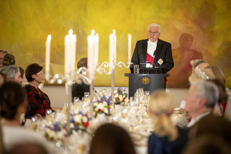 Bundespräsident Steinmeier spricht während des Staatsbanketts