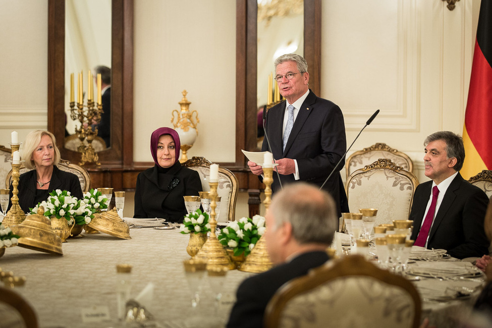 Bundespräsident Joachim Gauck hält einen Toast beim Staatsbankett, gegeben vom türkischen Präsidenten, Abdullah Gül