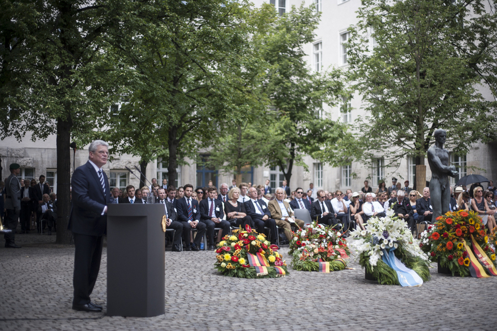 Bundespräsident Joachim Gauck hält eine Gedenkrede bei der Feierstunde der Bundesregierung und der Stiftung 20. Juli 1944 im Bendlerblock in Berlin