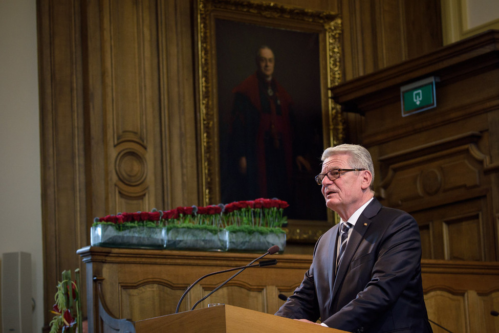 Bundespräsident Joachim Gauck hält eine Rede an der Katholischen Universität Löwen 