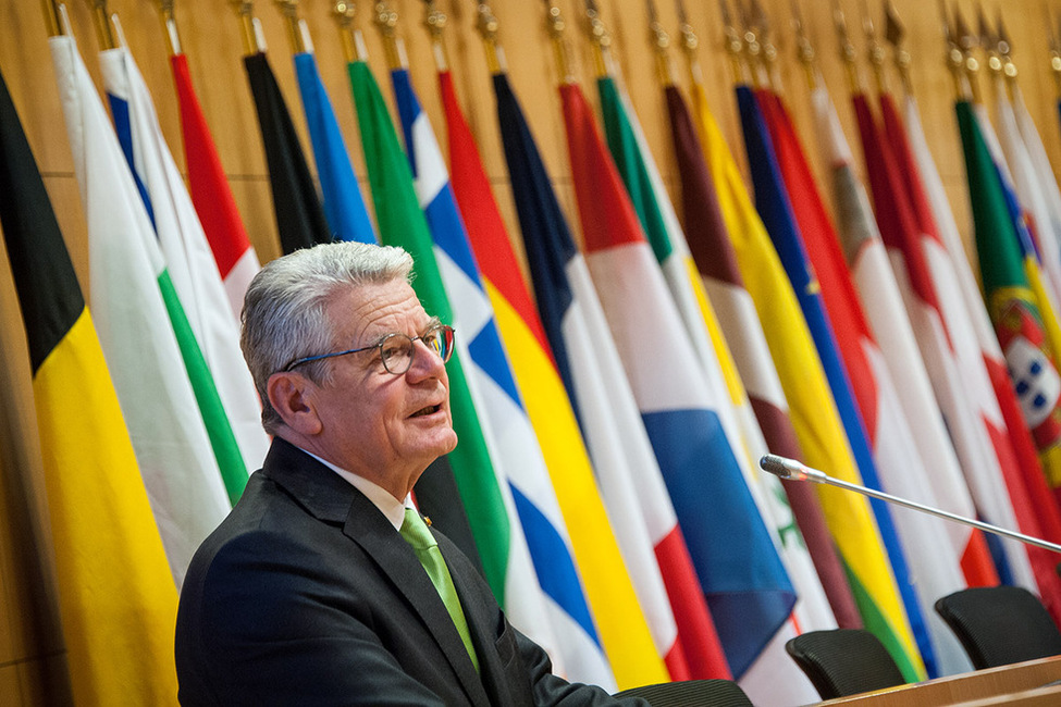Bundespräsident Joachim Gauck hält die Eröffnungsrede zur Deutsch-Luxemburgischen Wirtschaftskonferenz anlässlich des Staatsbesuchs im Großherzogtum Luxemburg