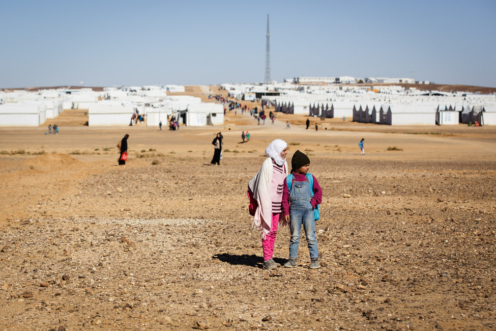 Flüchtlingslager des UNHCR in Azraq, anlässlich des offiziellen Besuchs des Bundespräsidenten im Haschemitischen Königreich Jordanien